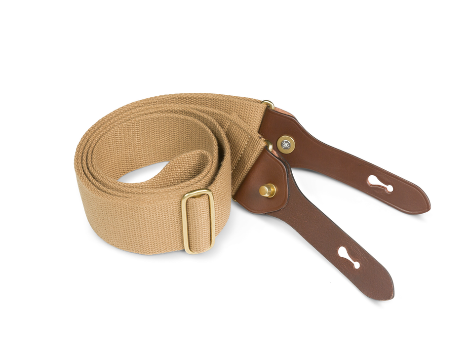 Billingham H1 Shoulder Sling 50mm - Khaki / Chocolate Leather (Brass Studs)