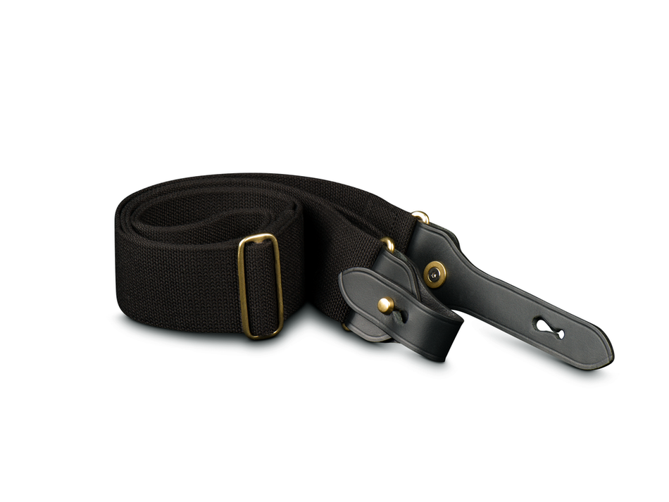 Billingham H1 Shoulder Sling 50mm - Black / Black Leather (Brass Studs)