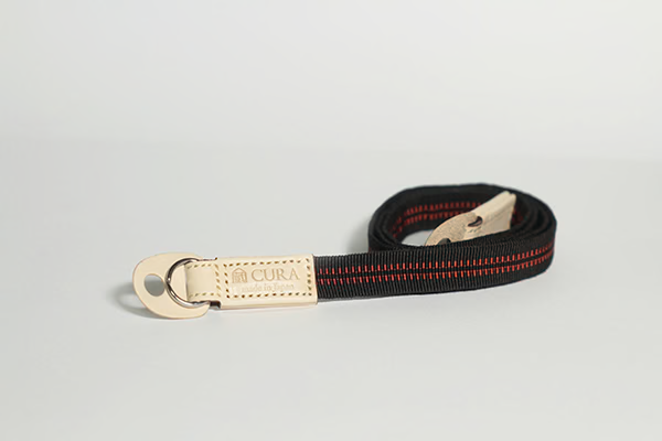 CURA CSS-120BK/RD  3i Braided Silk Lanyard Patch Leather (120 cm) Black/Red