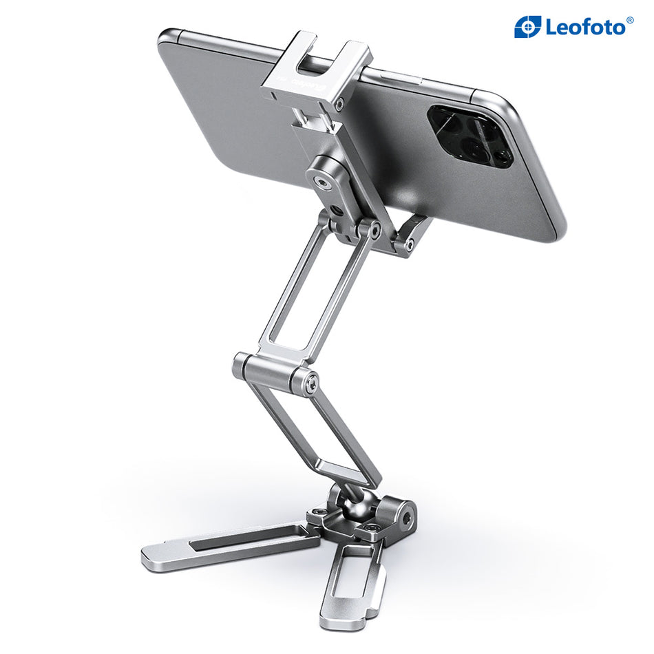 Leofoto PS-4 Collapsible Silver Folding Phone Clamp Stand