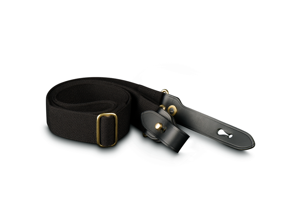 Billingham HP Shoulder Sling 38mm - Black / Black Leather with (Brass Studs)