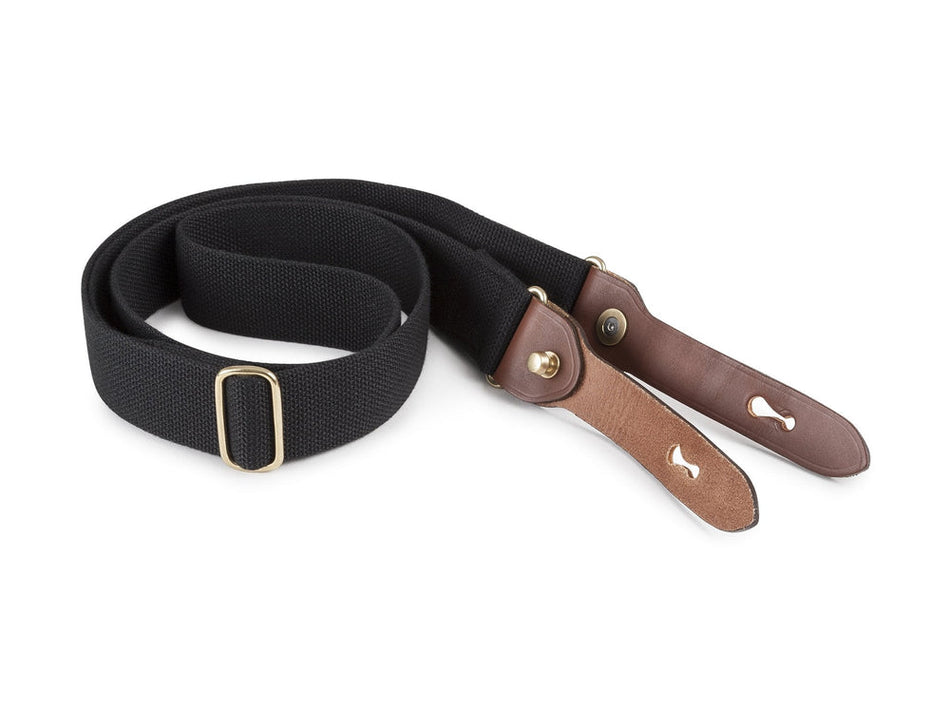 Billingham Stowaway Shoulder Sling 25mm - Black / Tan Leather (Brass Studs)