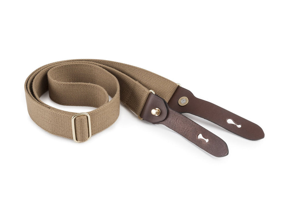 Billingham Stowaway Shoulder Sling 25mm - Khaki / Chocolate Leather (Brass Studs)