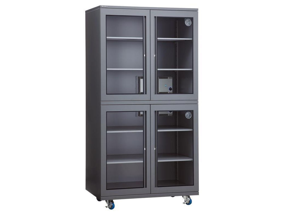 Wonderful AD-880D, 870 Litre Dry Cabinet 4 sections with 8 trays  and Digital Hygrometer (x2) Internal Dimensions W1054 x D470 x H1755External Dimensions W1075 x D500 x H1805***INDENT ONLY***