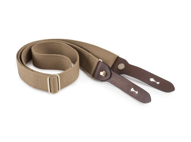 Billingham WOT Shoulder Sling 38mm - Khaki / Chocolate Leather (Brass Studs)