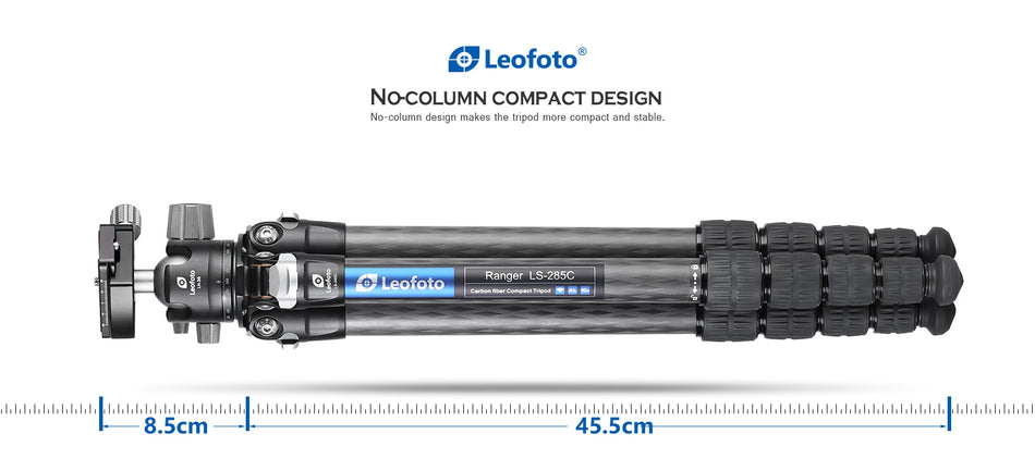 Leofoto LS-285C Ranger Series 5 Section Compact Carbon Fibre Tripod