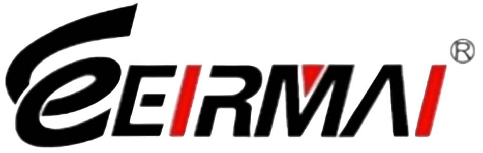 Eirmai logo: bold black and red text with a stylized "E" and registered trademark symbol.