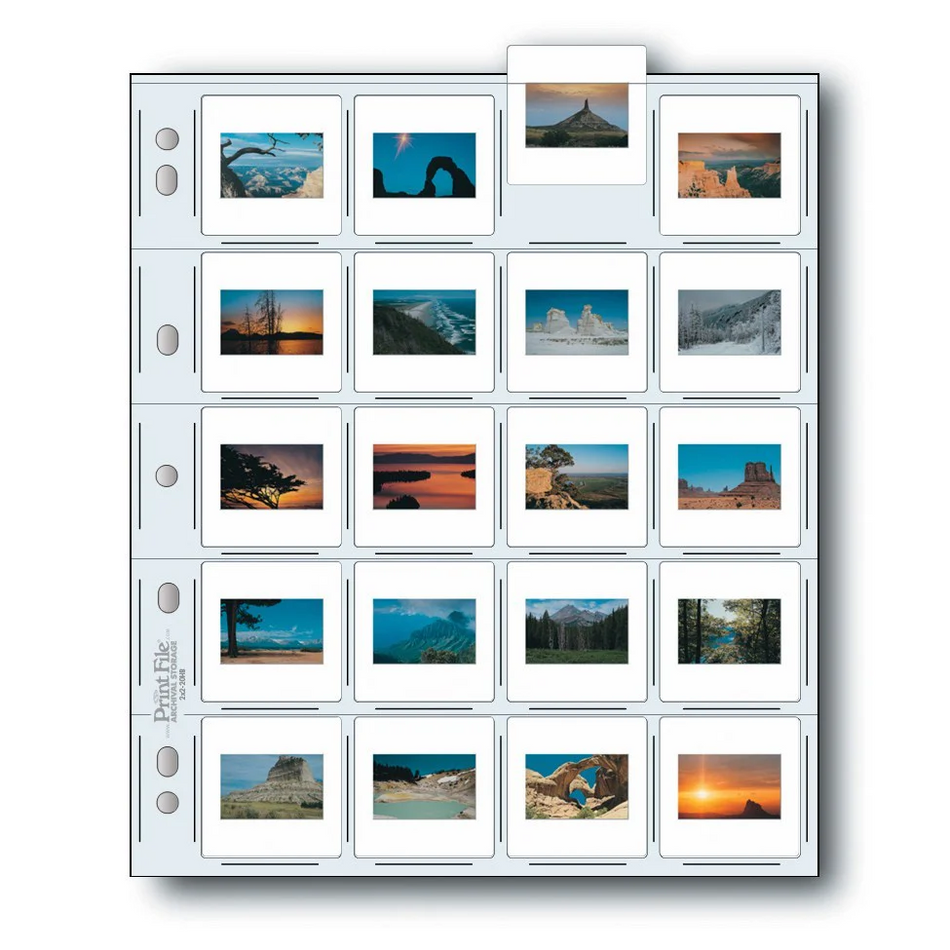 Print File 2x2-20HB pack of 100 for 20 - 35mm slides - 10 mil