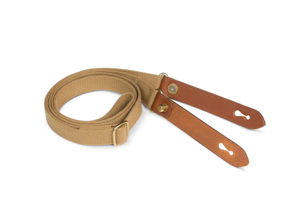 Billingham Stowaway Shoulder Sling 25mm - Khaki / Tan Leather (Brass Studs)