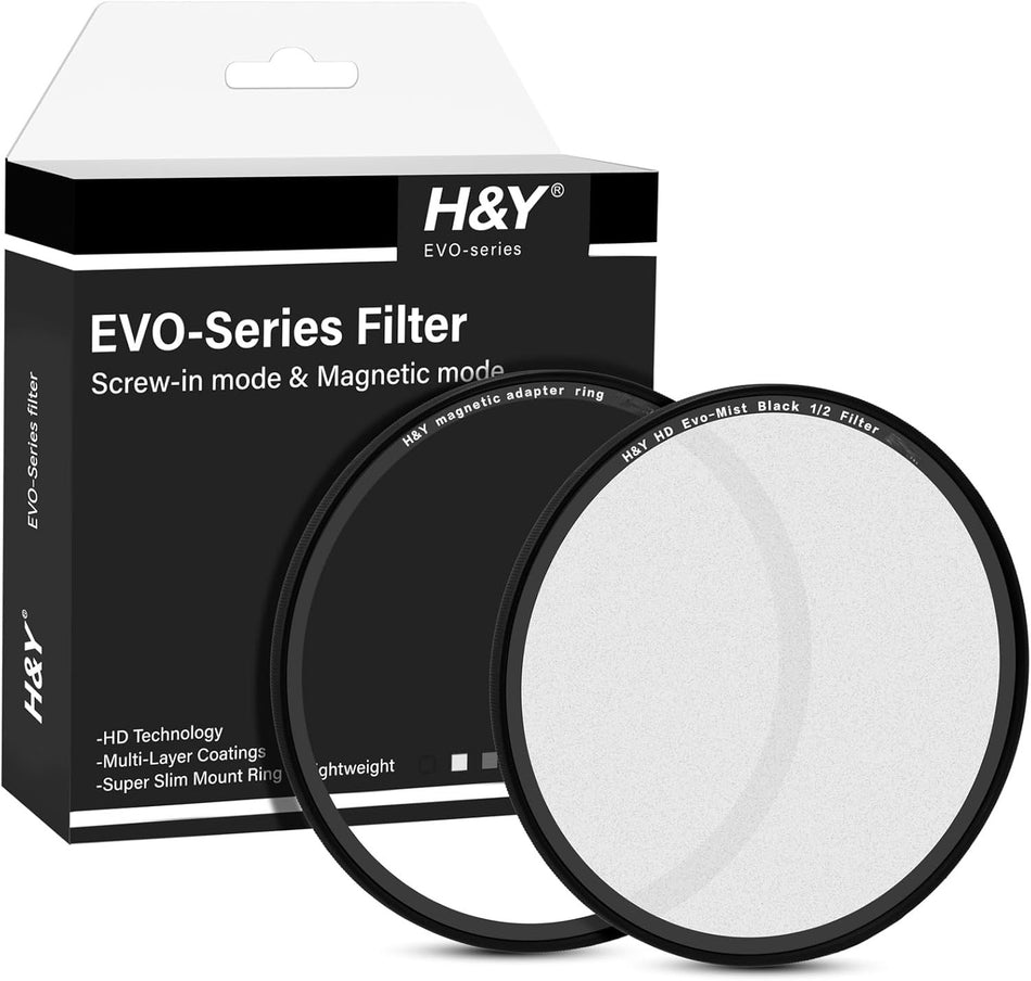 H&Y Filters HD EVO-Series Magnetic Black Mist (1/2) Filter & Adapter Ring - 49mm