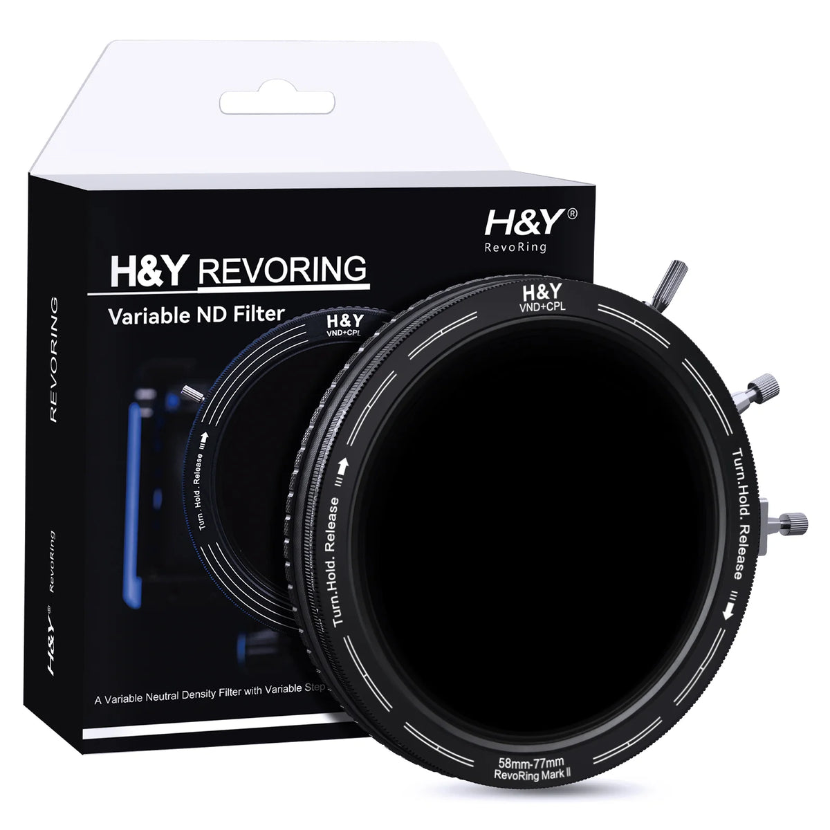 -H&Y Filters RevoRing MKII Variable ND3-ND1000 & Circular Polarizer Filter (58-77mm)-Variable Lens Adapter VND+CPL Filter-H&Y Filters