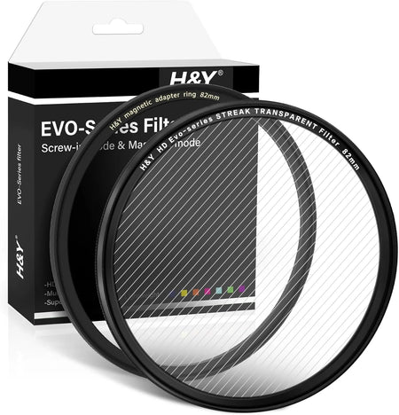 -H&Y Filters Transparent Streak Magnetic Clip-on Filter for RevoRing 67-82mm-82mm Filters for Revo & Swift Rings-H&Y Filters