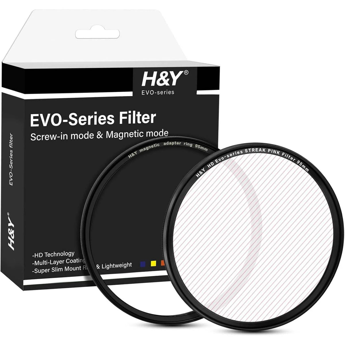 -H&Y Filters HD EVO-Series Magnetic Pink Streak Filter & Adapter Ring - 95mm-Streak Filters-H&Y Filters