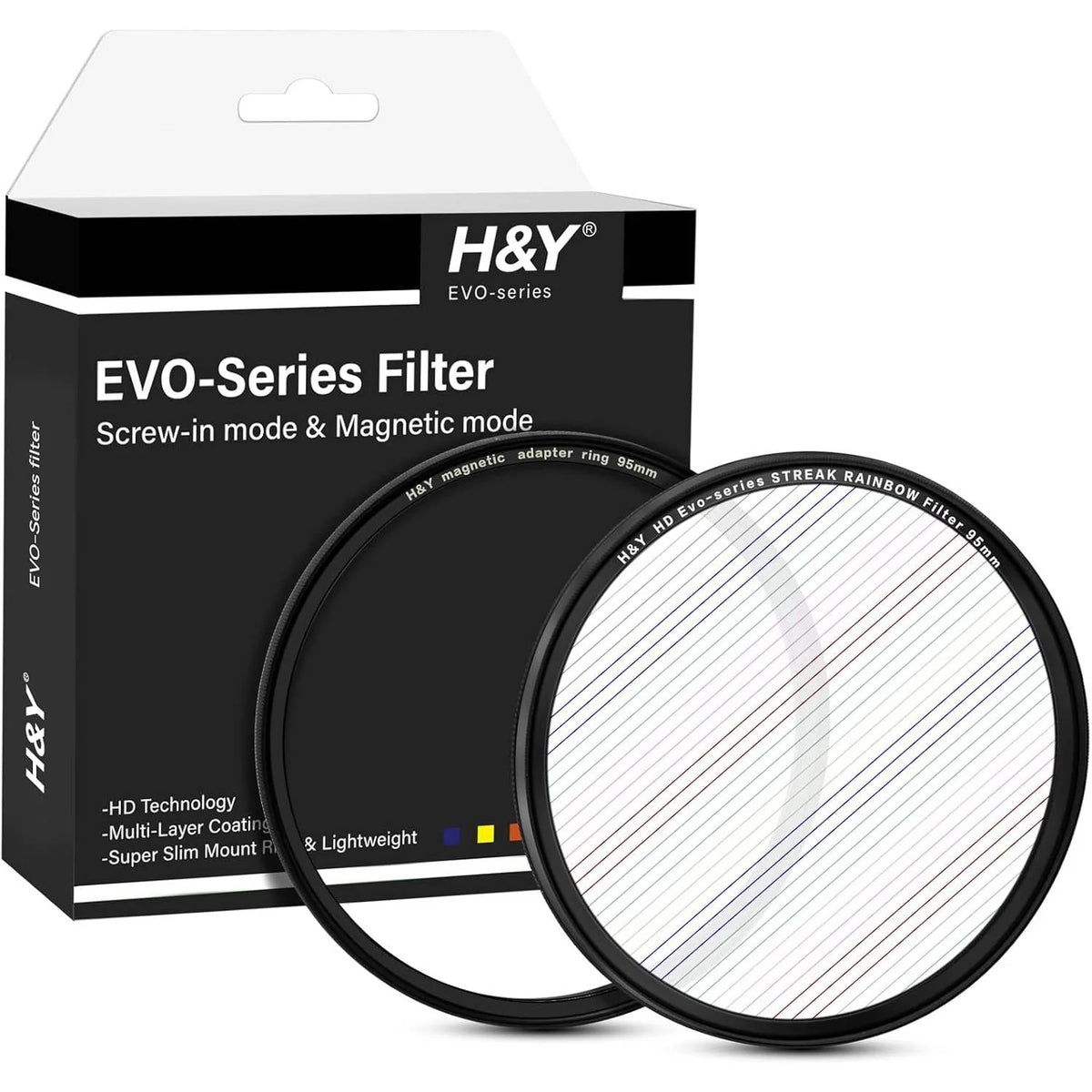 -H&Y Filters HD EVO-Series Magnetic Rainbow Streak Filter & Adapter Ring - 95mm-Streak Filters-H&Y Filters