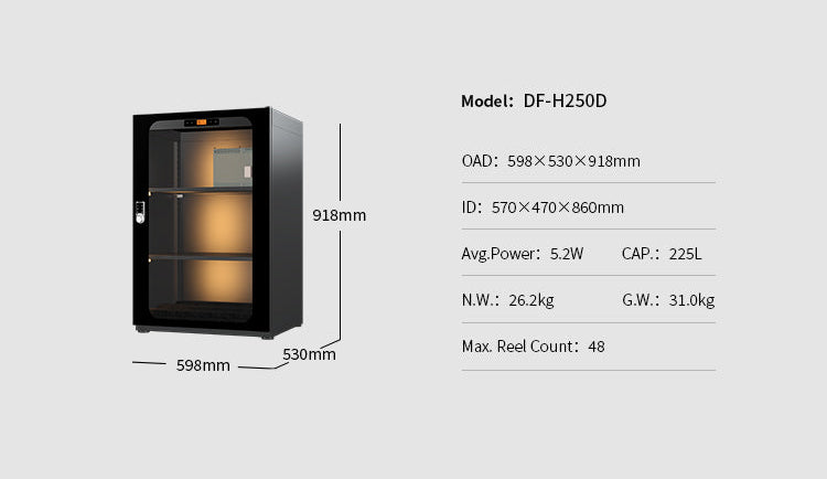 -LENTHEM DF-H250D (225 Litre) 3D Filament Dry Cabinet-Dry Cabinets-Lenthem
