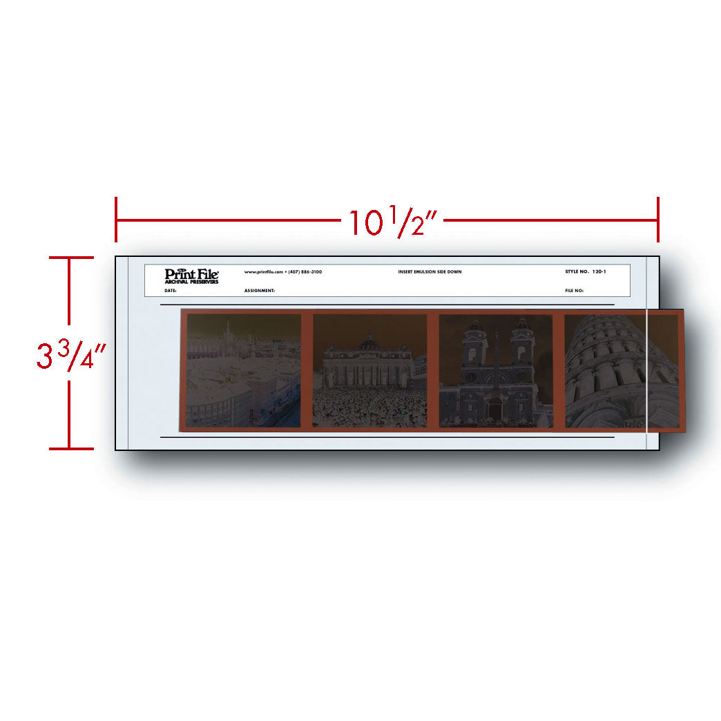 -Print File Archival 120-1 Negative Strip Holder for 120 Film (100 Pack)-Negative Sleeves-Print File