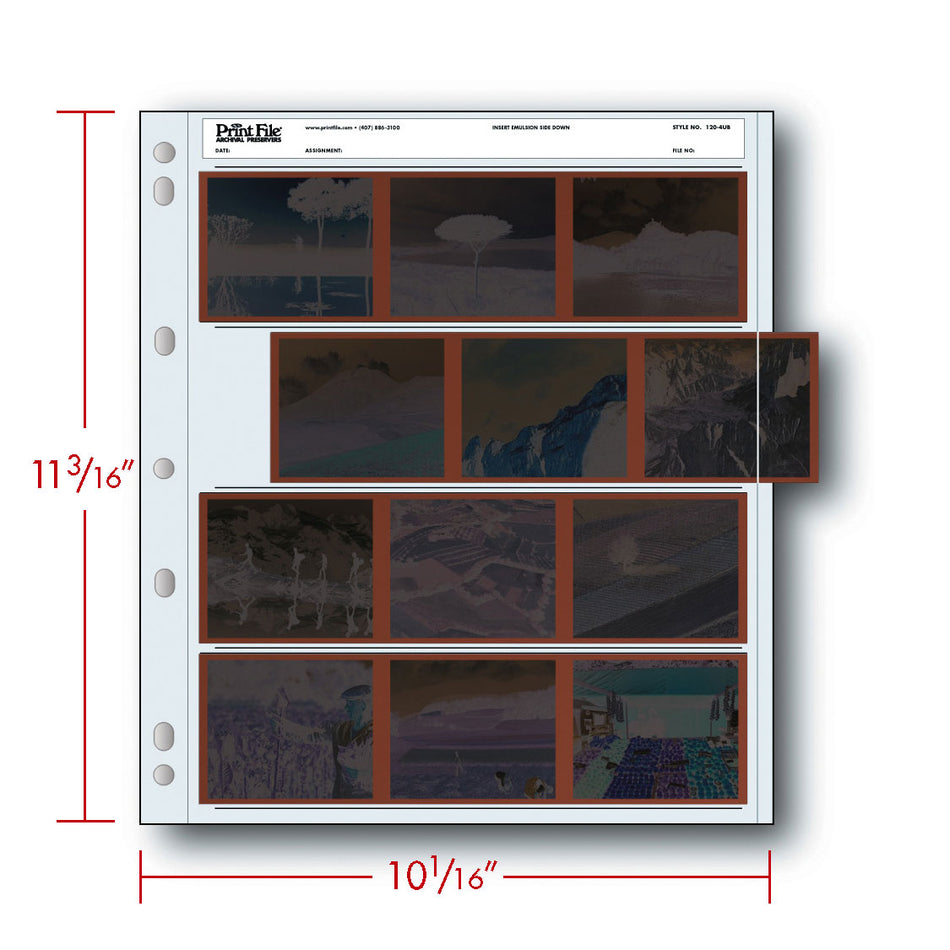 -Print File Archival 120-4UB Negative Storage Pages for 120 Film (100 Pack)-Negative Sleeves-Print File
