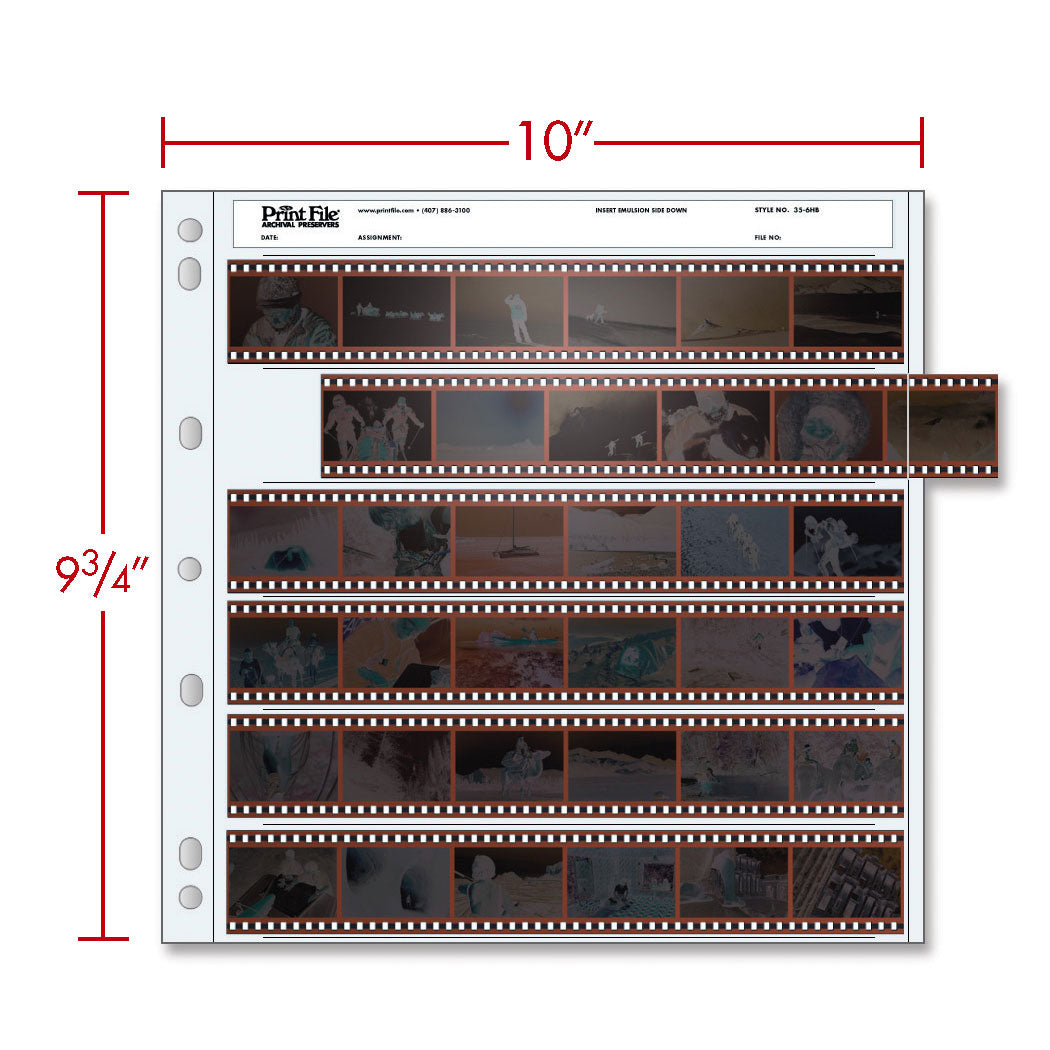 -Print File Archival 35-6HB Negative Storage Pages for 35mm Film (100 Pack)-Negative Sleeves-Print File