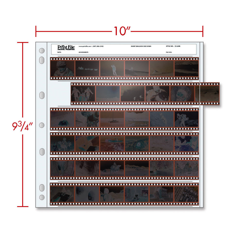 -Print File Archival 35-6HB Negative Storage Pages for 35mm Film (100 Pack)-Negative Sleeves-Print File