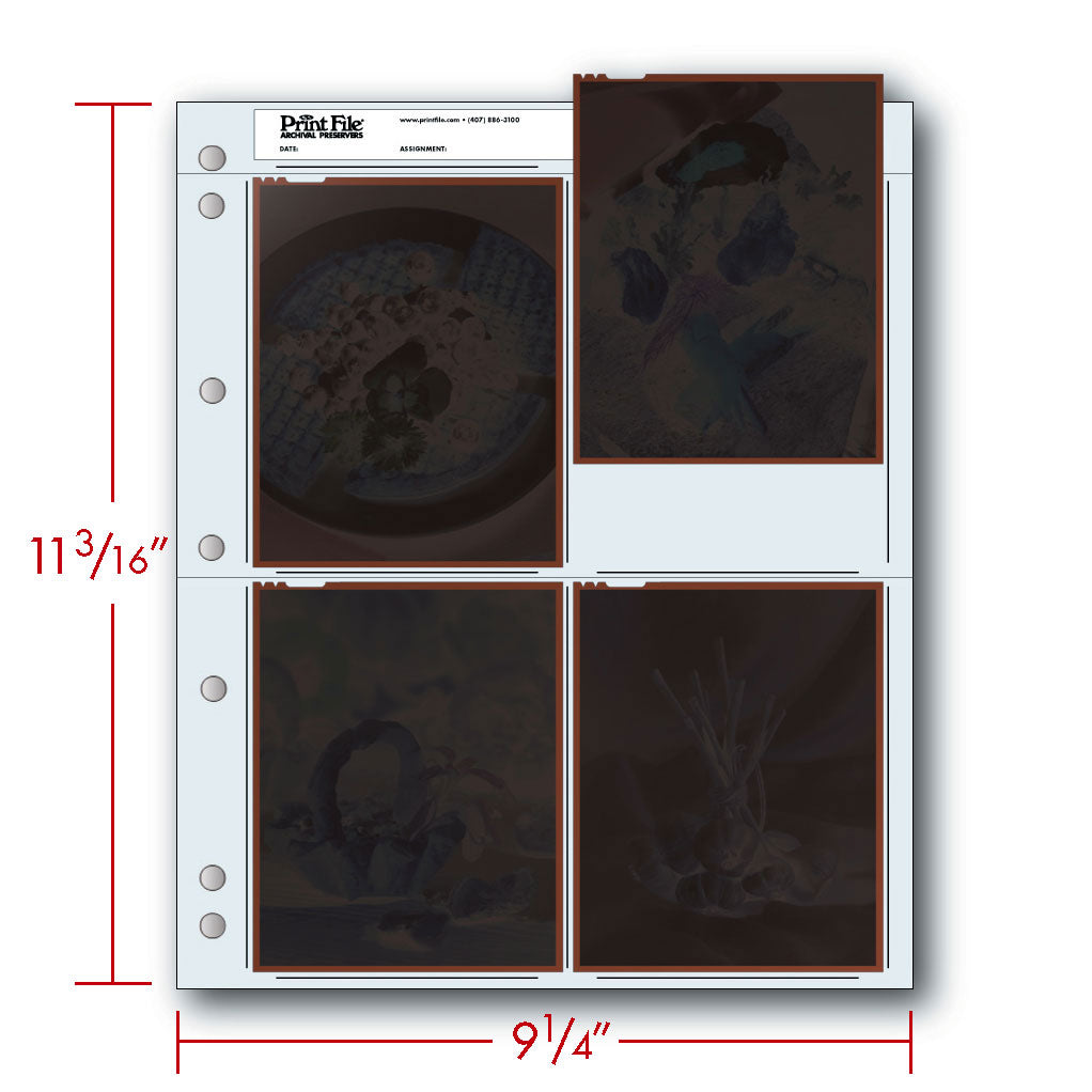 -Print File Archival 45-4B Negative Storage Pages for 4x5" Film (100 Pack)-Negative Sleeves-Print File