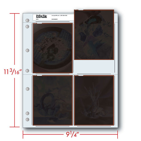-Print File Archival 45-4B Negative Storage Pages for 4x5" Film (100 Pack)-Negative Sleeves-Print File