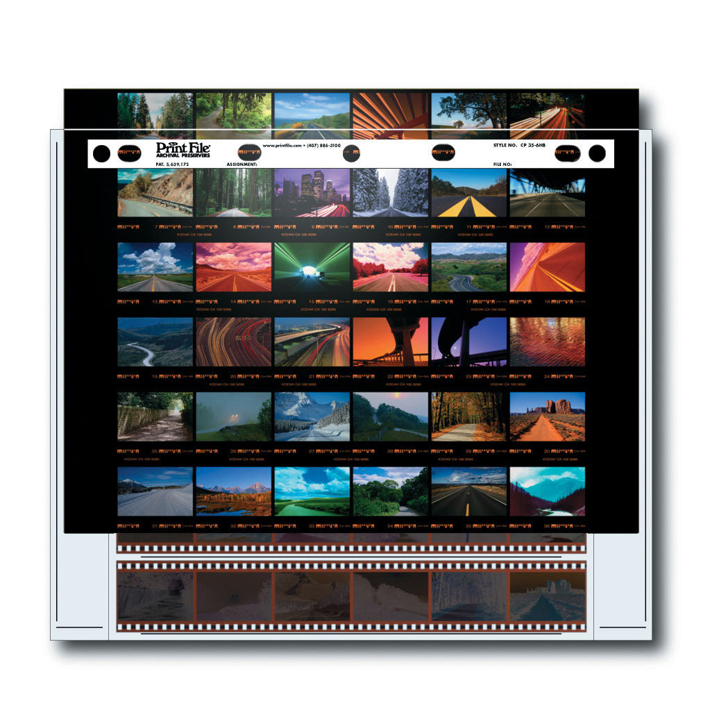 -Print File Archival CP 35-6HB Negative Storage Pages for 35mm Film & Contact Print (25 Pack)-Contact Proofing Preservers-Print File