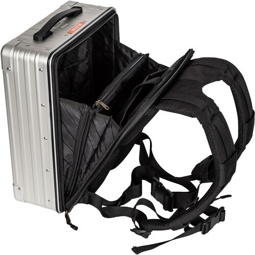 ALEON 16" Aluminium Camera Backpack with Padded Divider Set - Platinum Silver-Aluminium Cases-ALEON