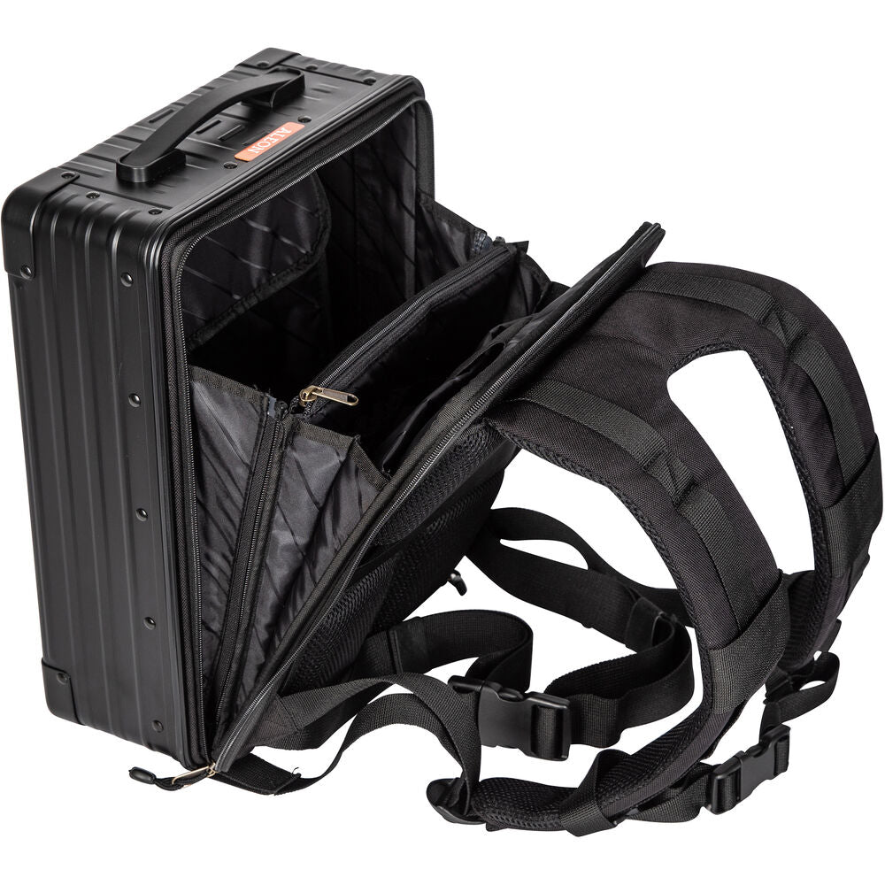 ALEON 16" Aluminium Camera Backpack with Padded Divider Set - Onyx Black-Aluminium Backpacks-Kudos Cameras