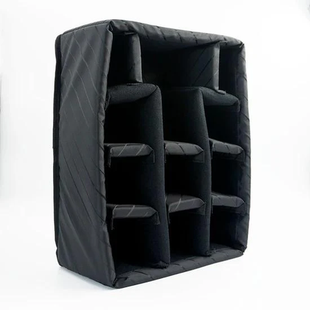 Black ALEON 21" padded camera insert with adjustable dividers for gear organization.
