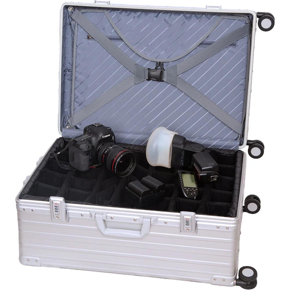 ALEON 26" Aluminium Camera Check-In Case with Padded Divider Set - Platinum Silver-Aluminium Cases-Kudos Cameras