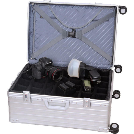 ALEON 26" Aluminium Camera Check-In Case with Padded Divider Set - Platinum Silver-Aluminium Cases-Kudos Cameras