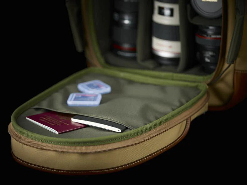 Billingham 25 Rucksack Camera Bag - Khaki Canvas / Tan Leather-Camera Backpacks-Kudos Cameras