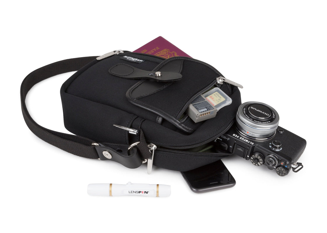 Billingham Airline Stowaway Camera Bag - Black Canvas / Black Leather-Camera Bags-Billingham