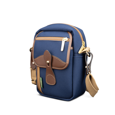 Billingham Airline Stowaway Camera Bag - Navy FibreNyte / Chocolate Leather-Camera Bags-Billingham