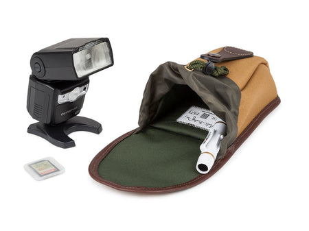 Billingham AVEA 7 End Pocket Pouch - Khaki FibreNyte / Chocolate Leather-Camera Bag Pockets-Billingham