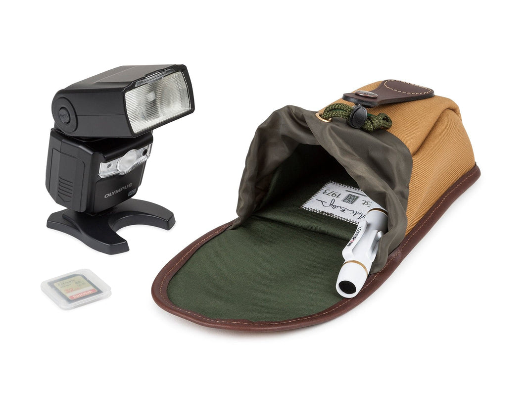 Billingham AVEA 7 End Pocket Pouch - Khaki FibreNyte / Tan Leather-Camera Bag Pockets-Billingham