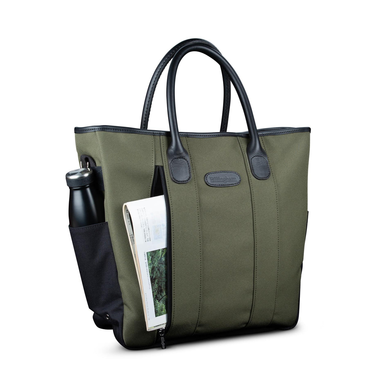 Billingham Best Boy Tote Bag - Sage FibreNyte / Black Leather-Totes Bags-Billingham