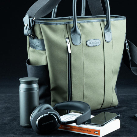 Billingham Best Boy Tote Bag - Sage FibreNyte / Black Leather-Totes Bags-Billingham