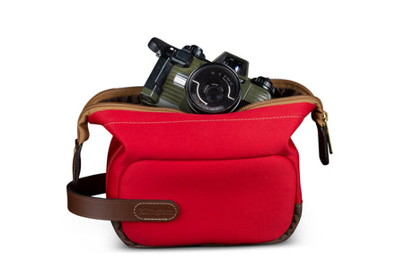 Billingham Capsule 1 Camera Pouch - Burgundy Canvas / Chocolate Leather-Camera Pouches-Billingham