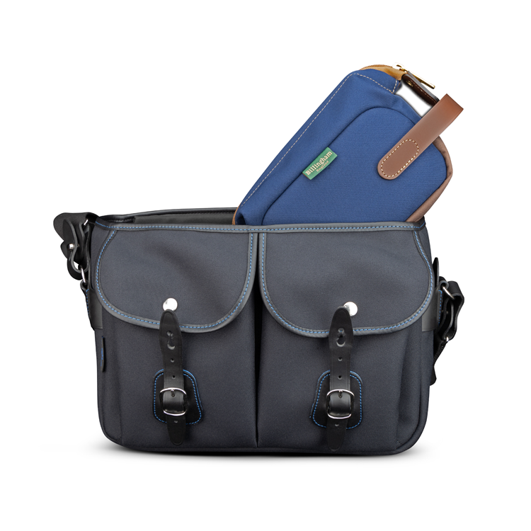 Billingham Capsule 1 Camera Pouch - Navy FibreNyte / Chocolate Leather-Camera Pouches-Kudos Cameras