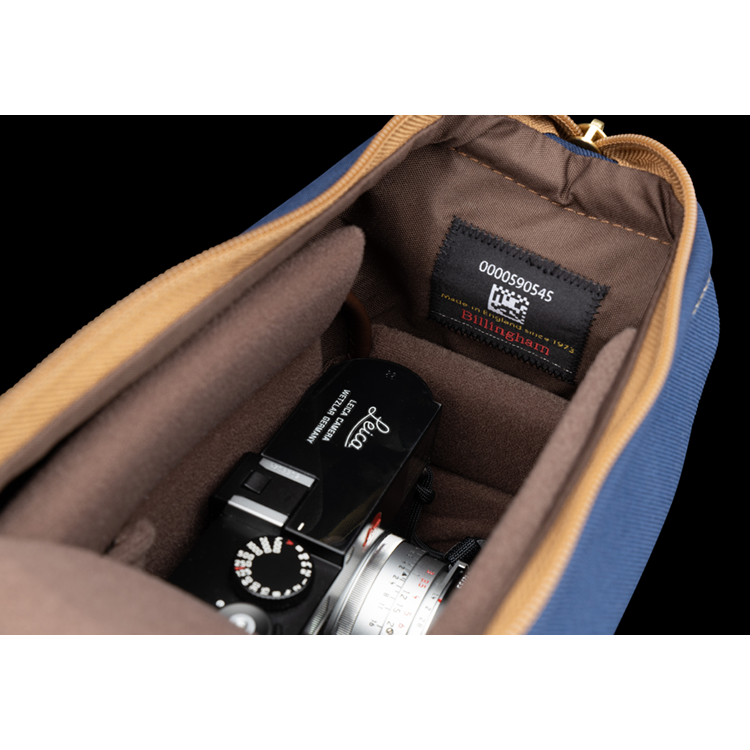Billingham Capsule 1 Camera Pouch - Navy FibreNyte / Chocolate Leather-Camera Pouches-Kudos Cameras