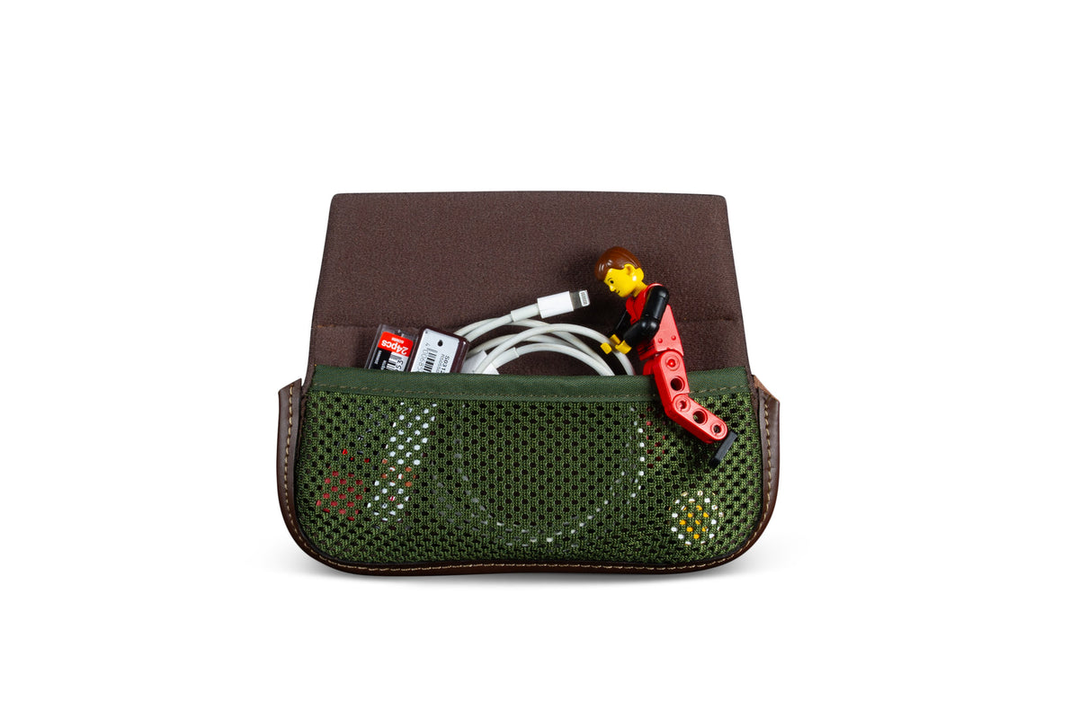 Billingham Capsule 1 Camera Pouch - Navy FibreNyte / Chocolate Leather-Camera Pouches-Kudos Cameras
