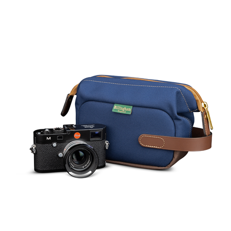 Billingham Capsule 1 Camera Pouch - Navy FibreNyte / Chocolate Leather-Camera Pouches-Kudos Cameras