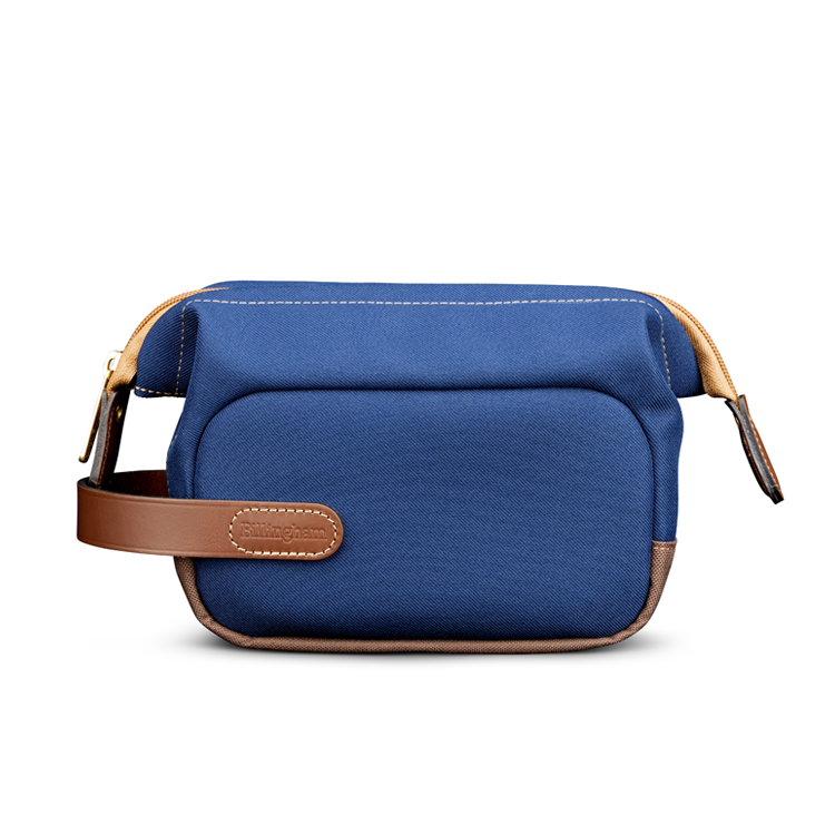 Billingham Capsule 1 Camera Pouch - Navy FibreNyte / Chocolate Leather-Camera Pouches-Billingham