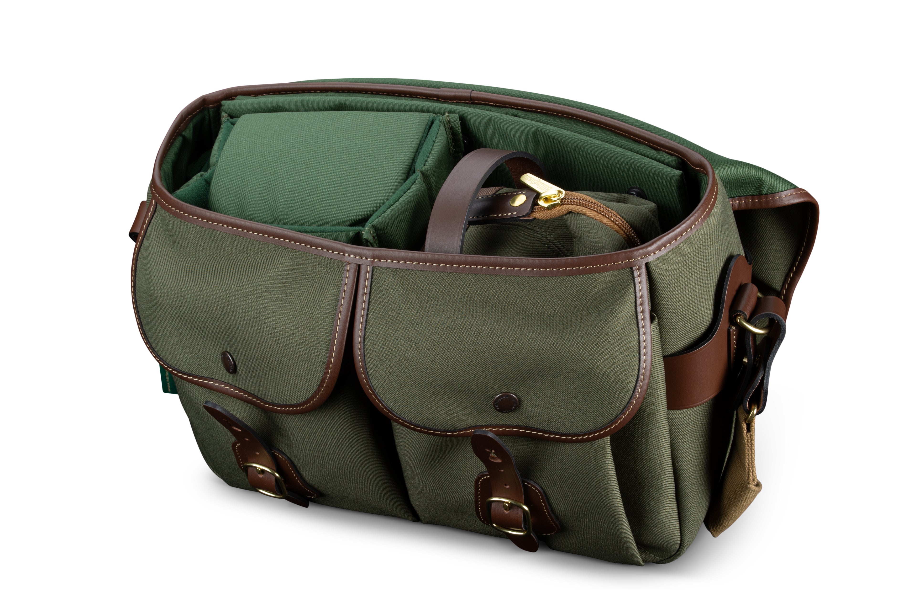 Billingham Capsule 1 Camera Pouch - Sage FibreNyte / Chocolate Leather-Camera Pouches-Billingham
