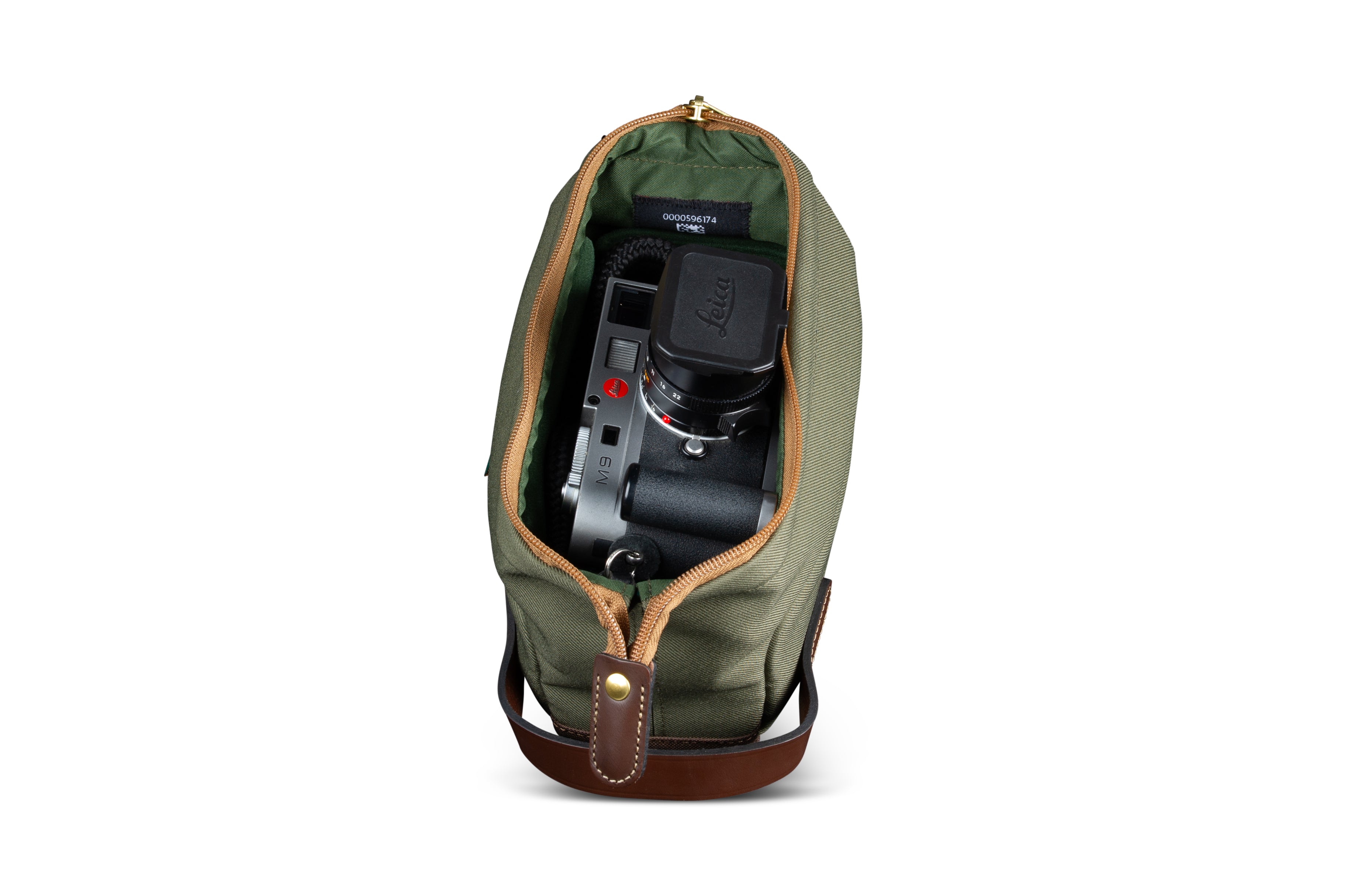 Billingham Capsule 1 Camera Pouch - Sage FibreNyte / Chocolate Leather-Camera Pouches-Billingham