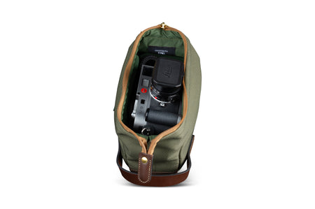 Billingham Capsule 1 Camera Pouch - Sage FibreNyte / Chocolate Leather-Camera Pouches-Billingham