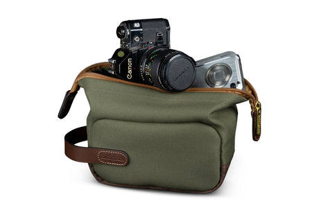 Billingham Capsule 1 Camera Pouch - Sage FibreNyte / Chocolate Leather-Camera Pouches-Billingham