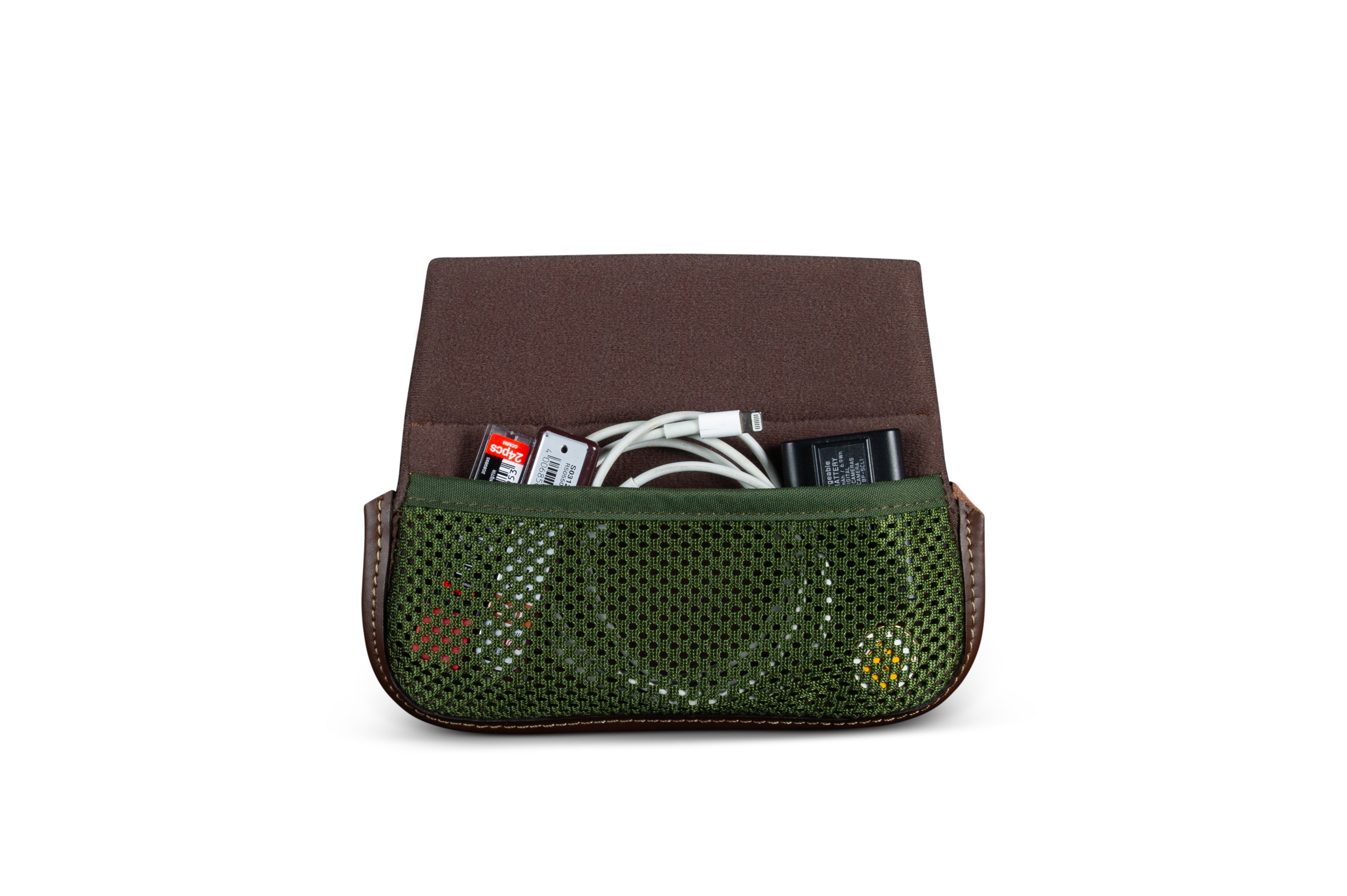 Billingham Capsule 1 Camera Pouch - Sage FibreNyte / Chocolate Leather-Camera Pouches-Billingham