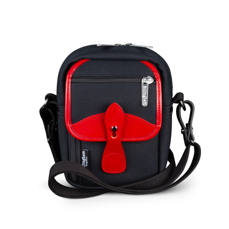 Billingham Compact Stowaway - Black FibreNyte / Red Leather-Camera Bags-Billingham